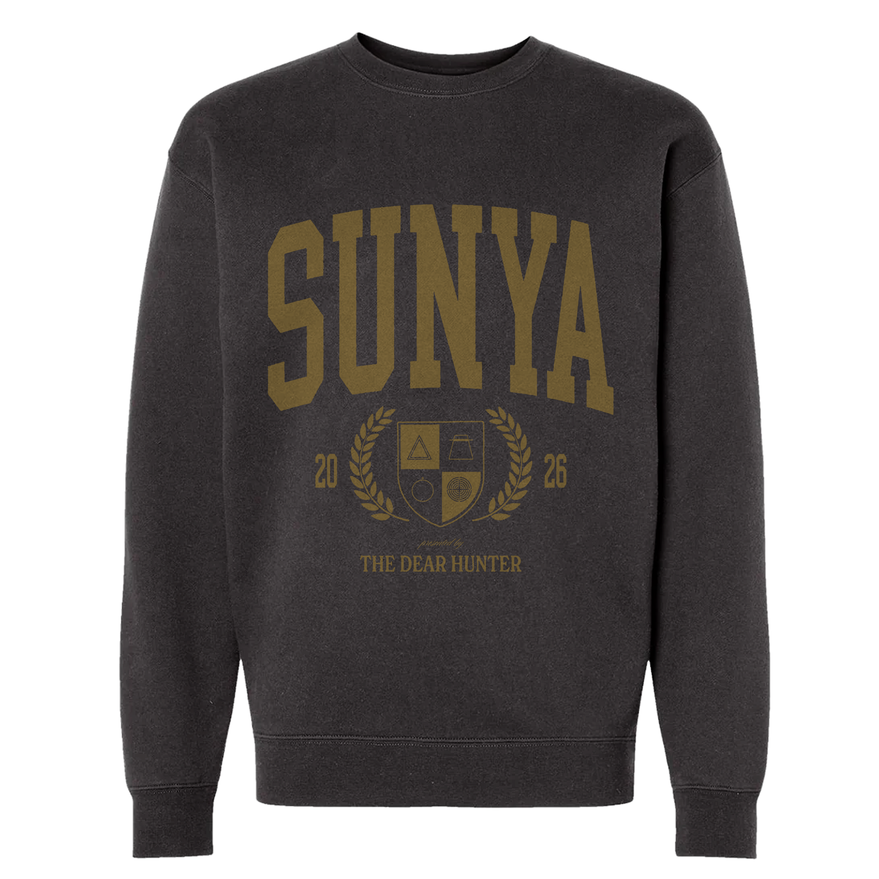 Sunya Collegiate Faded Black Crewneck